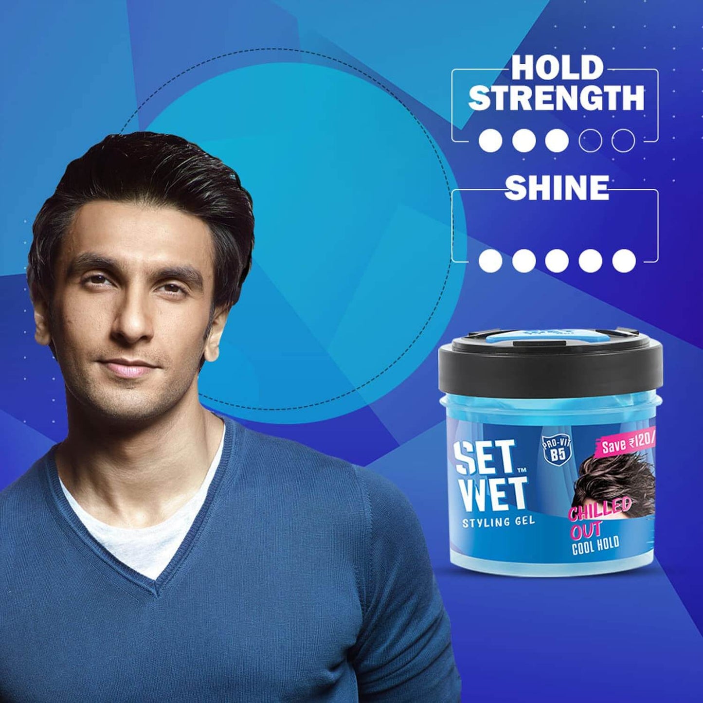 Set Wet Hair Gel for Men Cool Hold 60ml | Medium Hold, High Shine | No Alcohol, No Sulphate