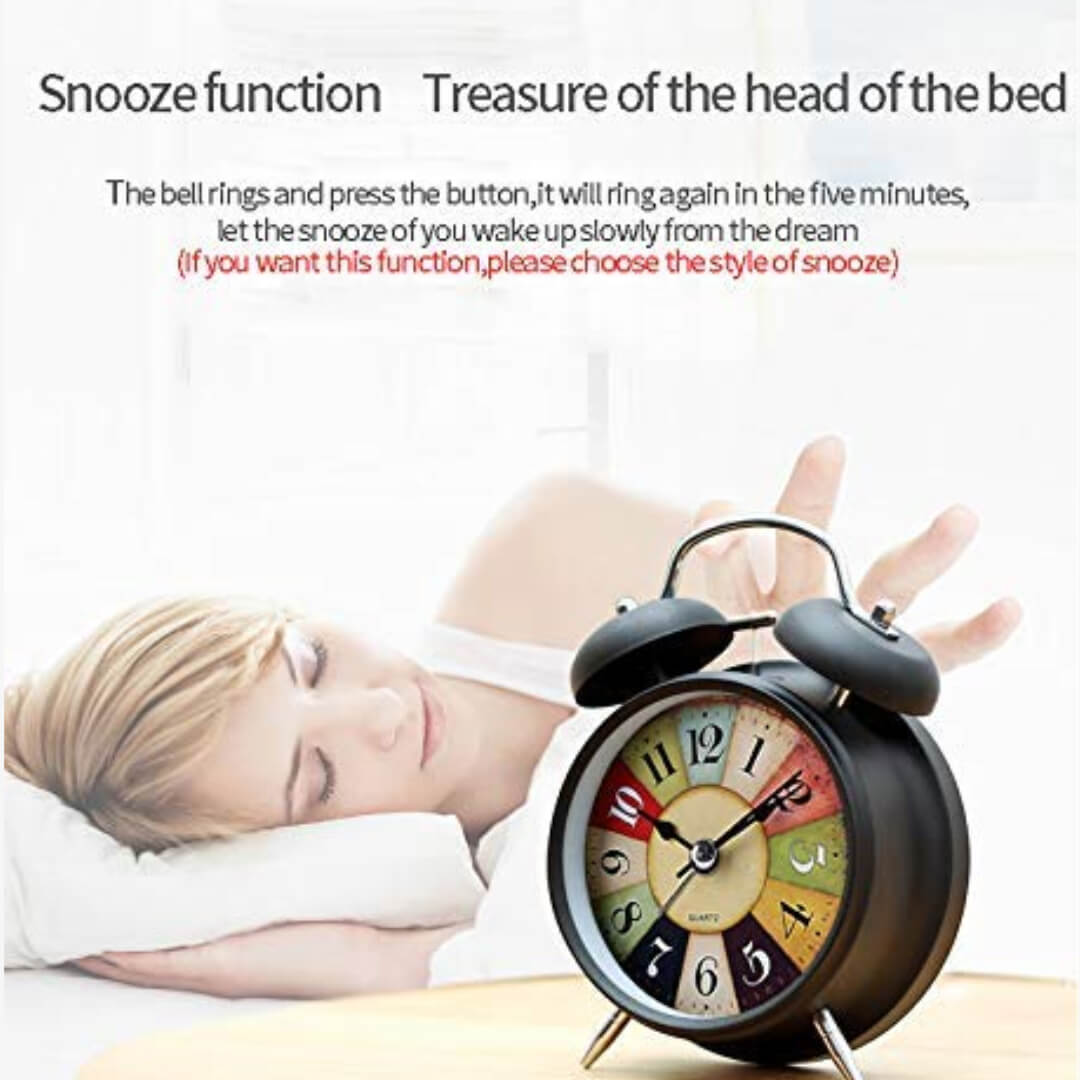 Alarm Clock Twin Bell with Night LED Light Display | Alarm Clock For Heavy Sleepers Kids and Students, Office, Bedroom