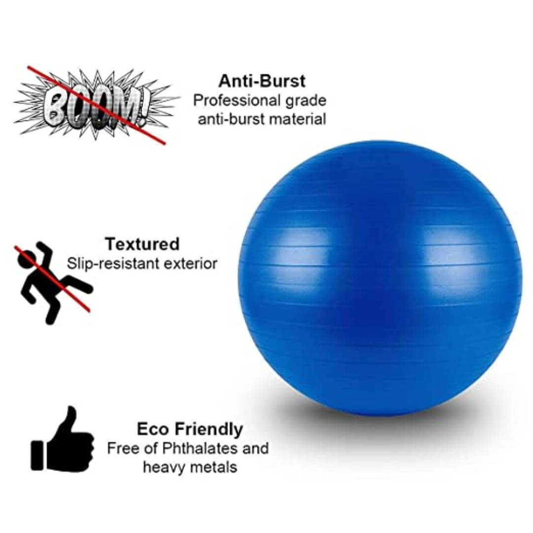 Anti-Burst Exercise Gym Ball with Pump, Heavy Duty Fitness Yoga Ball, Extra Thick Swiss Birthing Ball, Extra Thick Fitness Ball with Air Pump