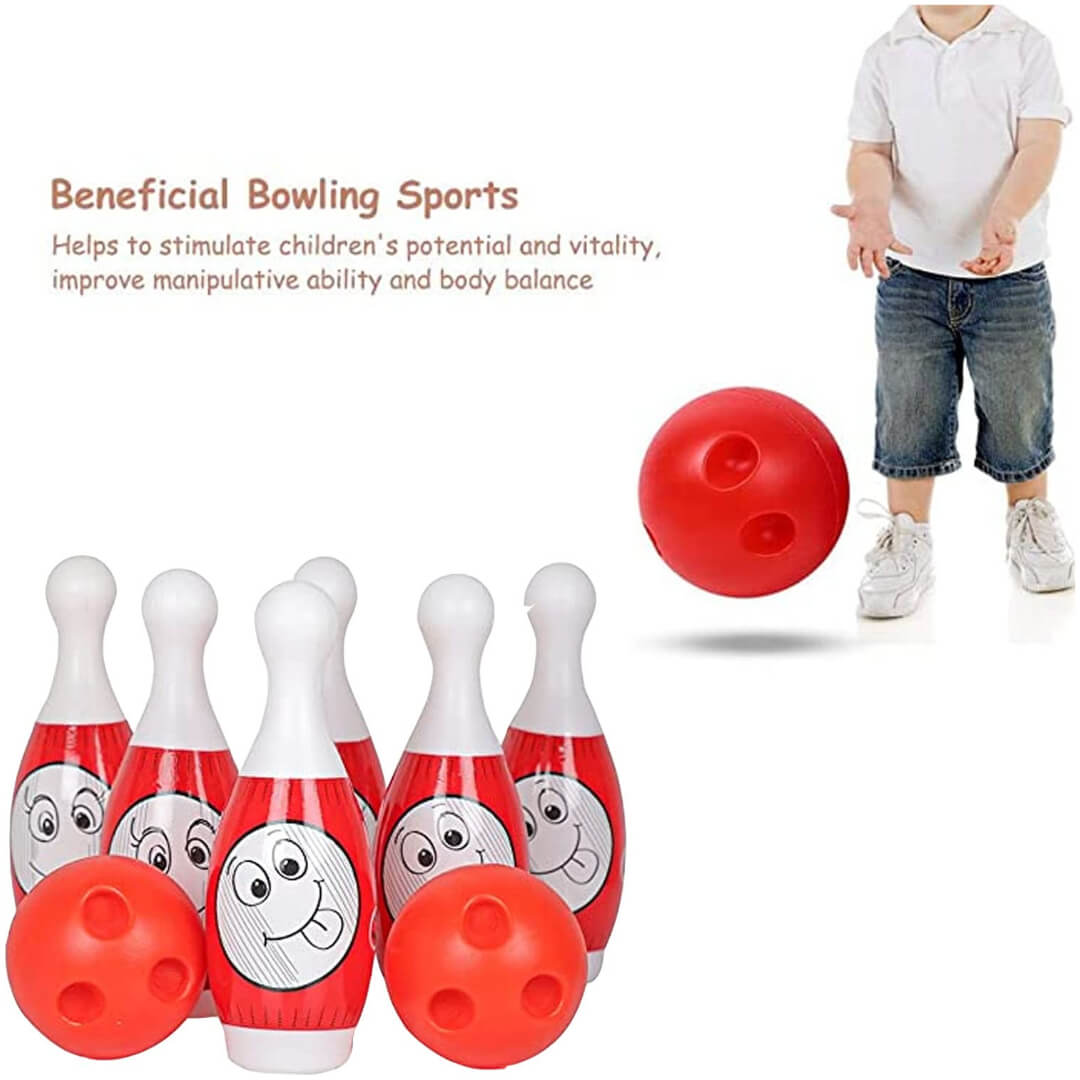 बच्चों के खिलौने के लिए बॉलिंग गेम 6 बड़े पिन और 2 बड़ी बॉल के साथ | इंडोर और आउटडोर फन एक्टिविटी टॉय गेम फन लर्निंग टॉय गेम (1 का सेट)