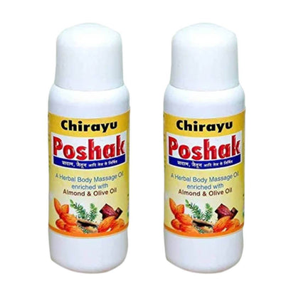 Poshak Oil Chirayu Ayurvedic , A Herbal Body Massage Oil With Enriched With Almond & Olive Oil Multipurpose Body Oil For Everyone - 200ml