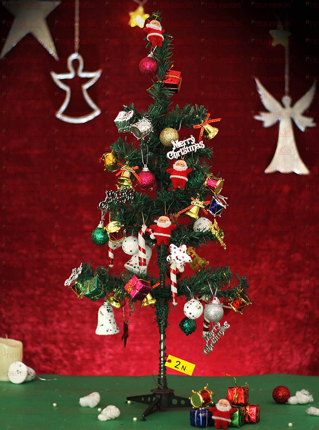 Christmas Tree for Table Home Office Decoration (2 Feet) with 5 Packet Ornaments Tree Decoration Props - Xmas Tree