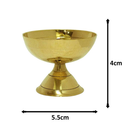 Combo of Classic Round Pure Brass Pyali Table Diya with Brass Jali Akhand Jyoti Deep with Stand,Cover & Diya/Oil Lamp for Temple, Home & Office Decor