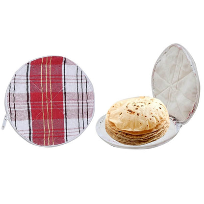 कॉटन का गोल रोटी कवर, चपाती कवर, रोटी रुमाल, रोटी/चपाती को ताज़ा रखने के लिए पारंपरिक रुमाल- असॉर्टेड रंग और डिज़ाइन (2 पीस का सेट) 