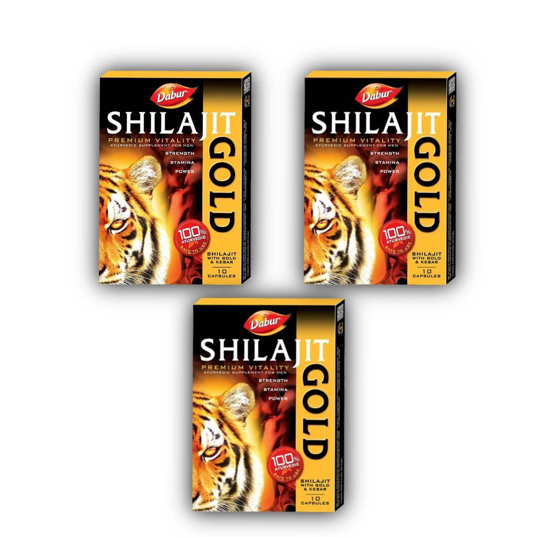 Dabur Shilajit Gold Capsules, Infused with Goodness of Natural Shilajit Extracts, Helps Boost Immunity & Energy, - 10 Capsules