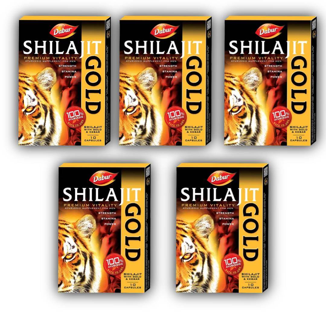 Dabur Shilajit Gold Capsules, Infused with Goodness of Natural Shilajit Extracts, Helps Boost Immunity & Energy, - 10 Capsules
