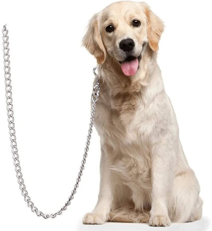 कुत्ते के कॉलर की चेन | भारी कुत्तों की नस्लों के लिए भारी वजन वाली स्टेनलेस स्टील लंबी चेन | चांदी (एल - 60 इंच) वजन 500 ग्राम
