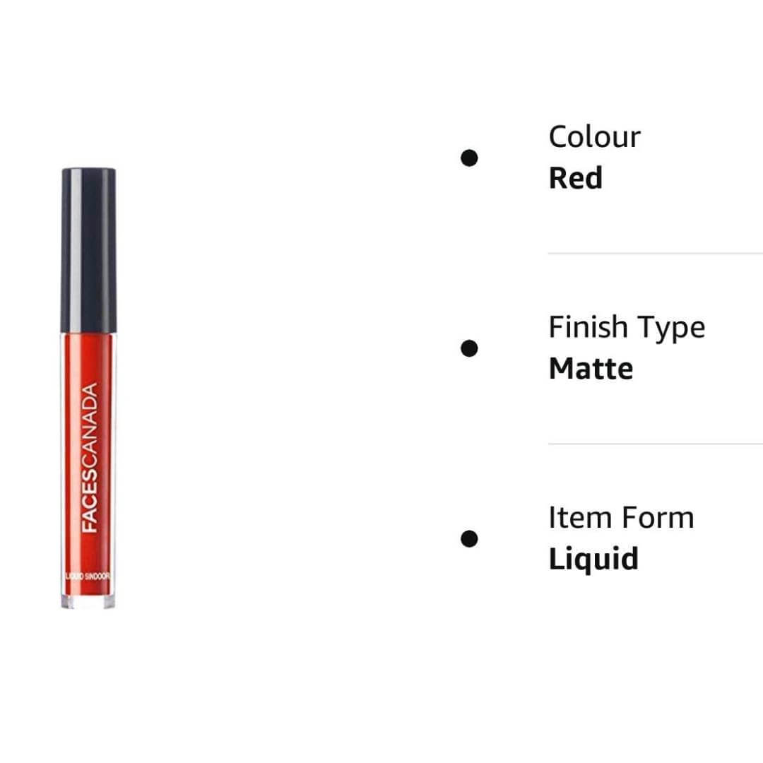 Faces Canada Liquid Sindoor -Maroon, 2.5 ml Highly Pigmented Rich Color Quick Drying & Long Lasting Velvet Matte Finish Water Crease & Smudge Proof