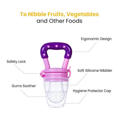 Silicone Food/Fruit Nibbler, Pacifier, Feeder, Teether for Infant Baby | Quick & Easy to fill Soft Silicone Mesh with Tiny & Uniform Holes |BPA Free