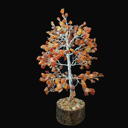 Natural Orange Carnelian Tree 300 Beads for Good Luck Crystal Semi Precious Gemstone Tree for Home Decor,Gifts