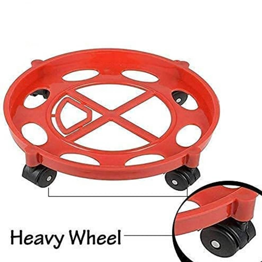 Gas Cylinder Stands, LPG Cylinder Trolley | Easily Movable Stand with Wheels - Red