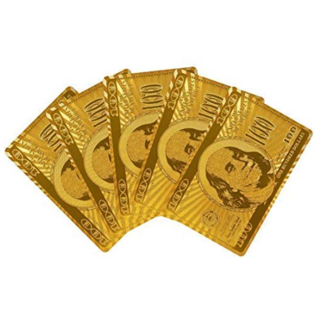 Gold Plated Poker Playing Cards, Classic Pvc Poker Table Cards for adults,pack of 54 cards