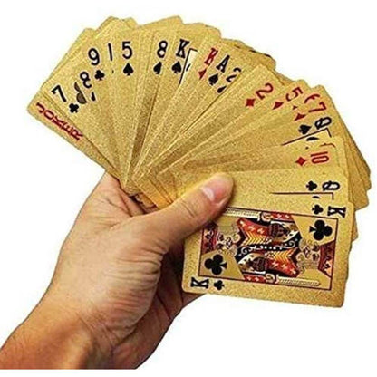 गोल्ड प्लेटेड पोकर प्लेयिंग कार्ड्स, वयस्कों के लिए क्लासिक पीवीसी पोकर टेबल कार्ड्स, 54 कार्ड्स का पैक