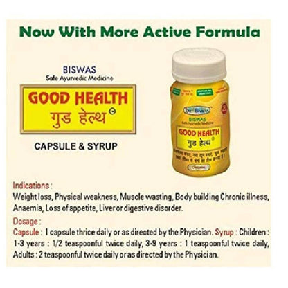 Good Health Capsules, Dr. Biswas Good Health Weight Gainer Capsules, Heal & Protect Liver | Ayurvedic Capsule For Energy-Immunity Booster (Pack of 1)