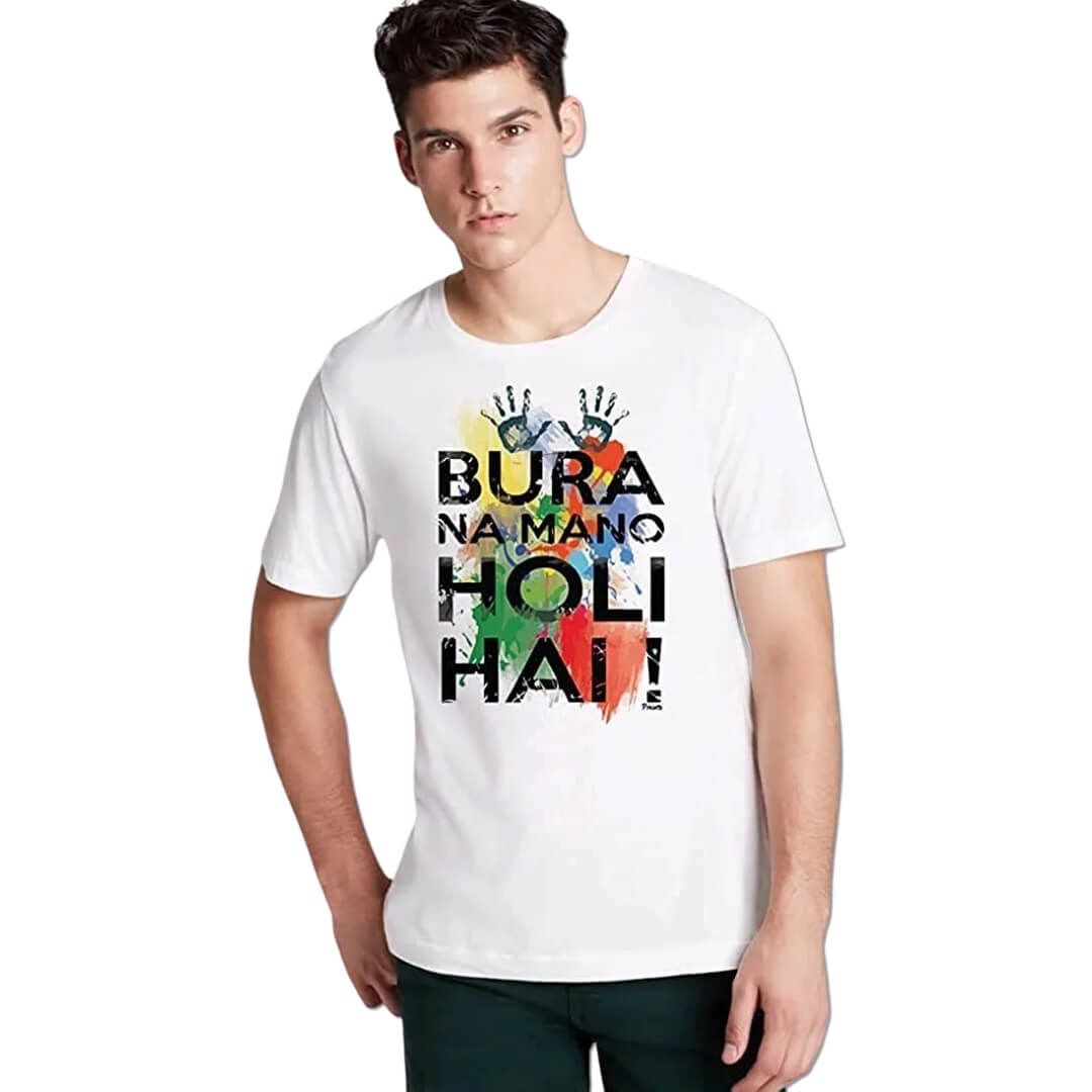 Bura Na Maano Holi Hain - Holi T-Shirt, Men and Women Regular Fit -Colourful , Round Neck Tshirt, Polycotton Half Sleeve