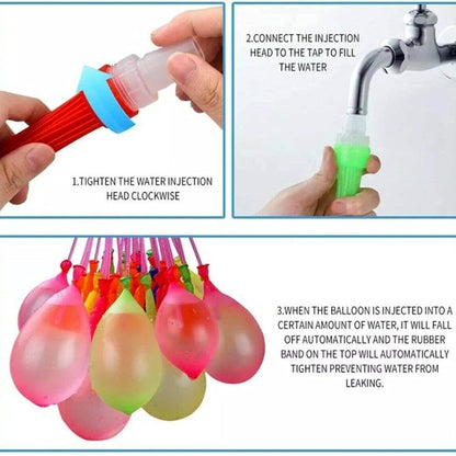 Holi Water Balloons for Kids, Auto Tie in 60 Seconds with Universal Tap Adaptor, Three Bunches Balloons,Outdoor Fun Magic Water Balloons 222 Balloon