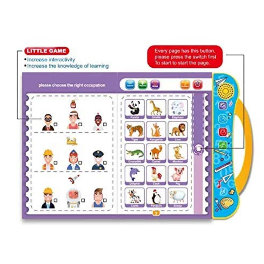Intelligence Book English Letters & Words Learning Sound Book, Fun Educational Toys. Activities with Numbers, Shapes, Animals Phonetic Learning Book