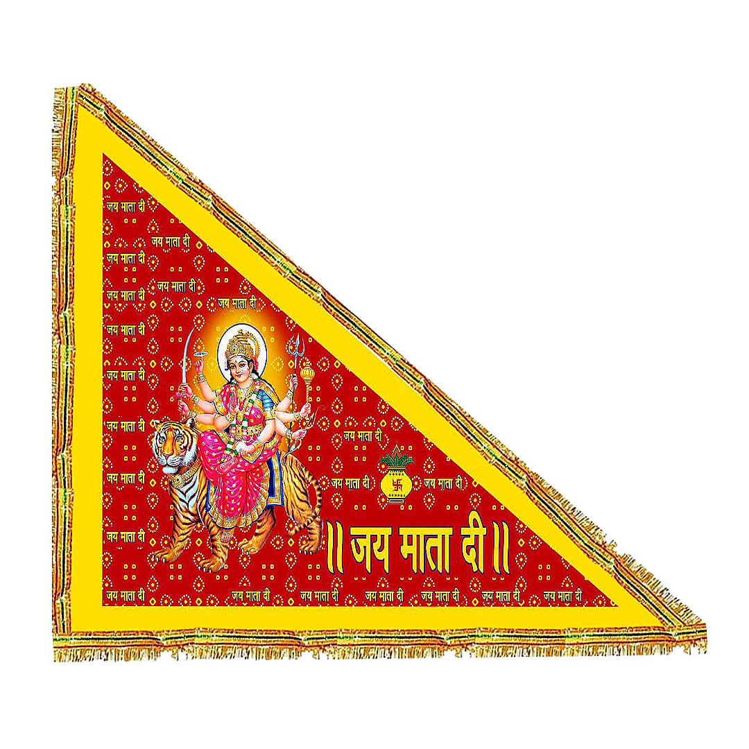 Jai Mata Di Flag, Maa Sherawali Mata Rani Printed Jhanda For Home, Temple and Jagrata
