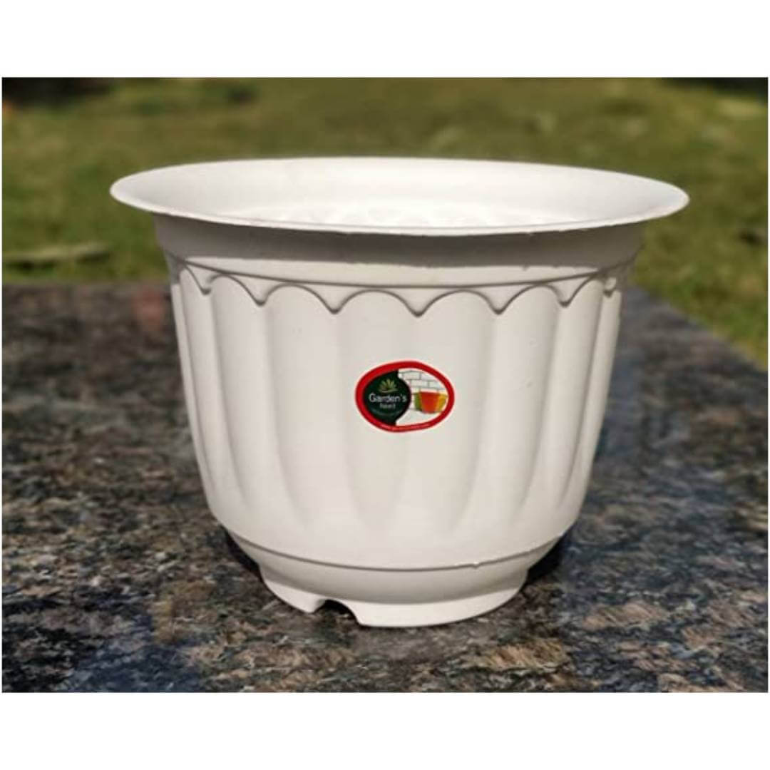 Jasmin Pot - 10 Inch White Color Set of 3 Piece with Drip Tray , This Planters are Best for Any Size of Plant You Can Use in Home, Office, Balcony