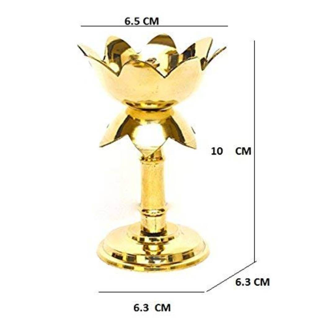 Kamal Brass Table Diya Set (Height: 4 inch, Pack of 2) | Pooja Aarti | Arti Deepak Deepam Oil Lamp for Home Temple Puja Articles Decor Gifts Set -2