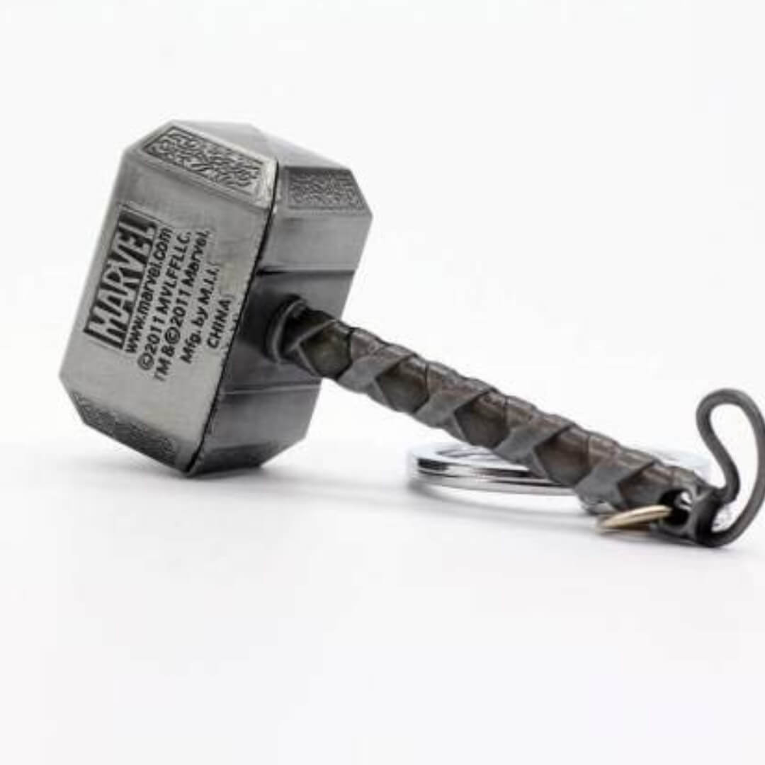 Thor Silver Hammer Key Holder for Cars & Bikes | Metal Keychain For Boys & Girls (Set of 2 Pcs.)