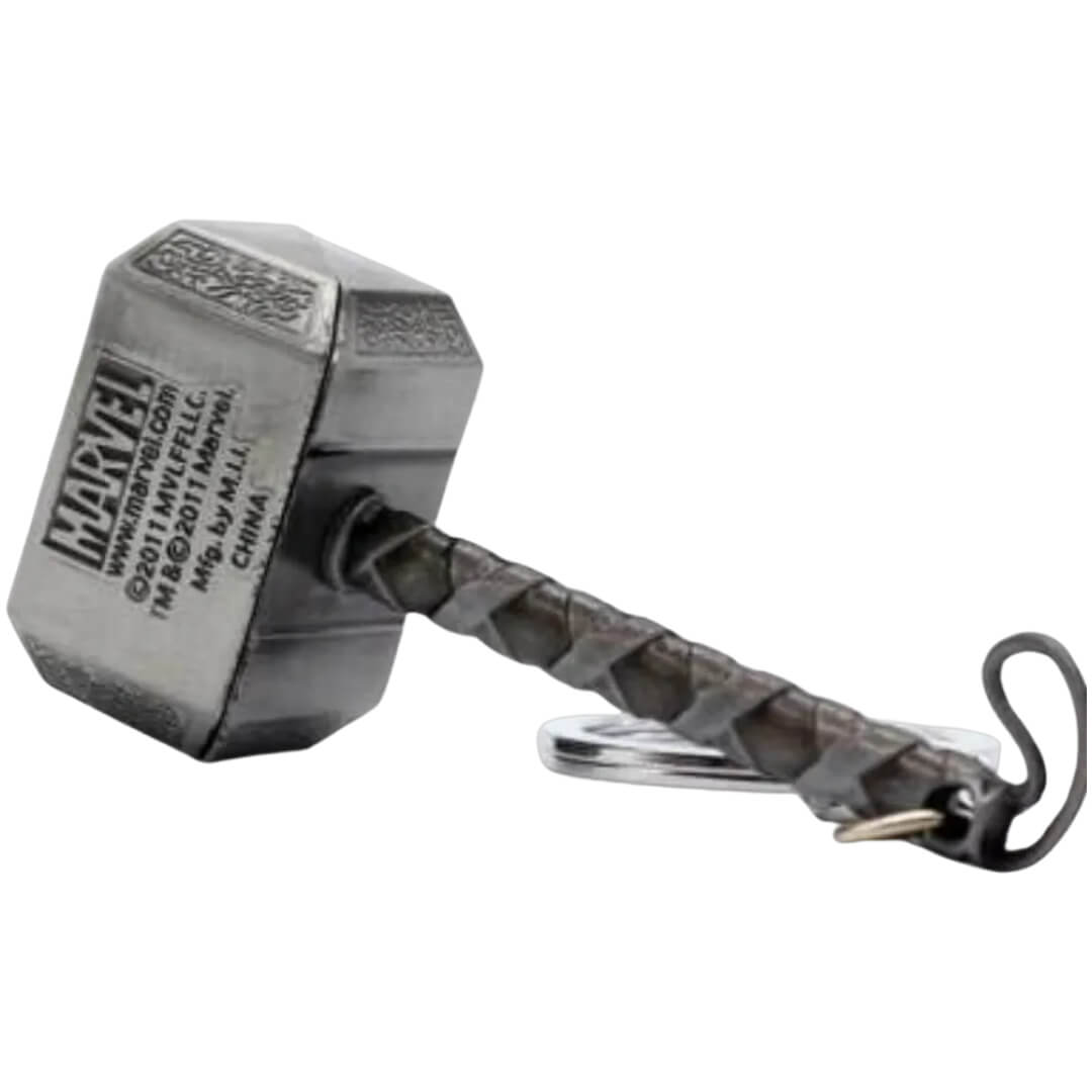 Thor Silver Hammer Key Holder for Cars & Bikes | Metal Keychain For Boys & Girls