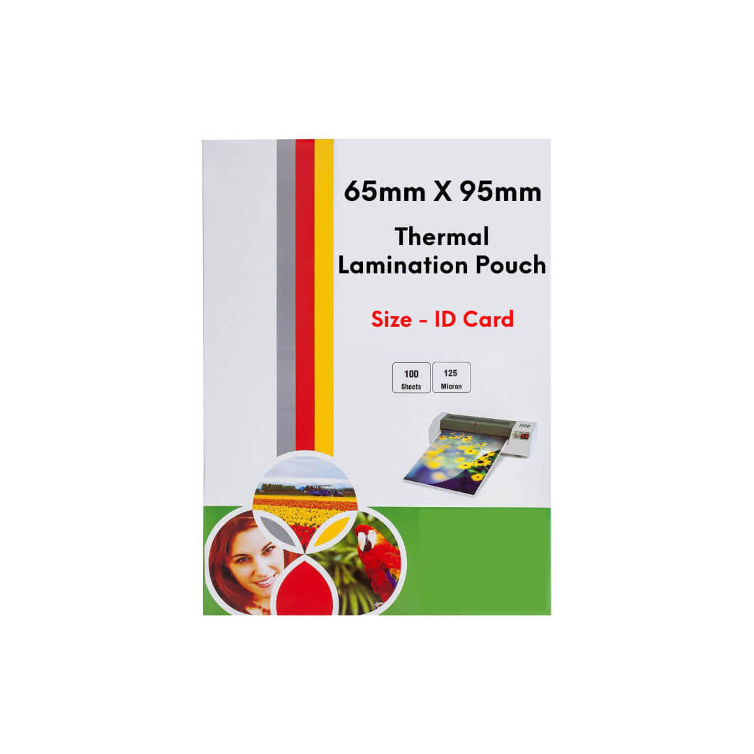 ID कार्ड के लिए लेमिनेशन पाउच (65mm X 95mm) 125 माइक्रोन | थर्मल लैमिनेशन पाउच, घर और ऑफिस के लिए वाटरप्रूफ लैमिनेशन फिल्म (100 पाउच का पैक)