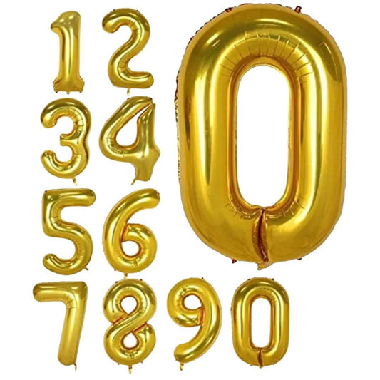 गोल्ड फॉयल बलून नंबर 0, नंबर बलून जन्मदिन एनिवर्सरी पार्टी के लिए (0-9)