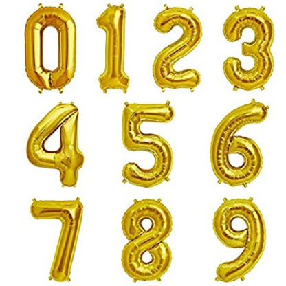 Gold Foil Balloons Number 0, Number Balloons for Birthday Anniversary Party (0-9)