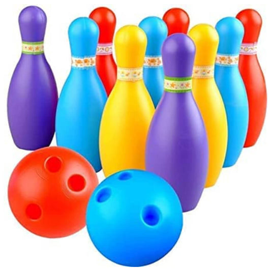 बच्चों के लिए प्लास्टिक बॉलिंग गेम सेट 10 बोतल और 2 बॉल के साथ | 10 पिन और 2 बॉल बॉलिंग टॉय सेट | 3 से 7 साल की उम्र के लड़कों लड़कियों के लिए खेल के खिलौने