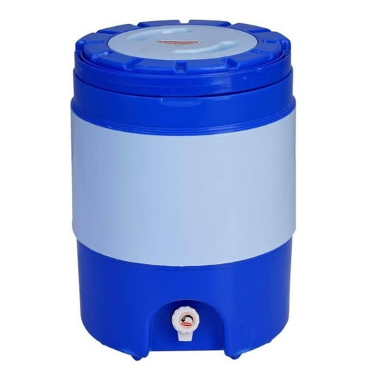प्लास्टिक इंसुलेटेड वाटर कैंपर 18 लीटर ठंडा/ठंडा पानी का जार | इंसुलेटेड थर्मस फ्लास्क डिस्पेंसर कंटेनर-नीला