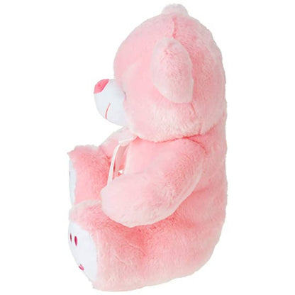 Cute Sitting Teddy Bear Soft Toys with Neck Bow and Foot Print, Pink 35 cm