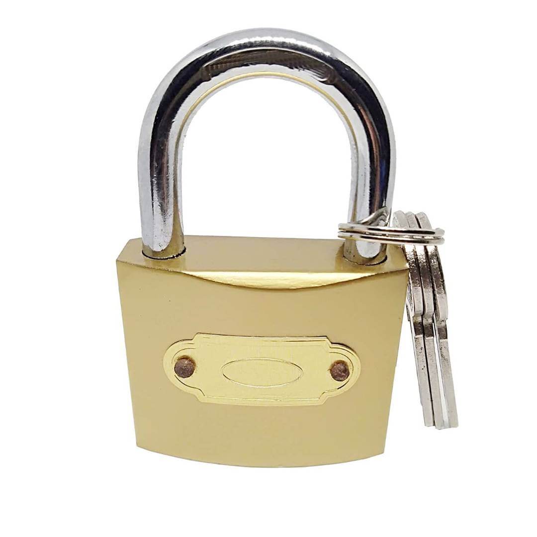 Premium Hard Stainless Steel Imported Brass Padlock, Mini Lock , Pressing Lock 63 mm,Locks with 3 keys for Home Door Room House Bag Travelling Locks