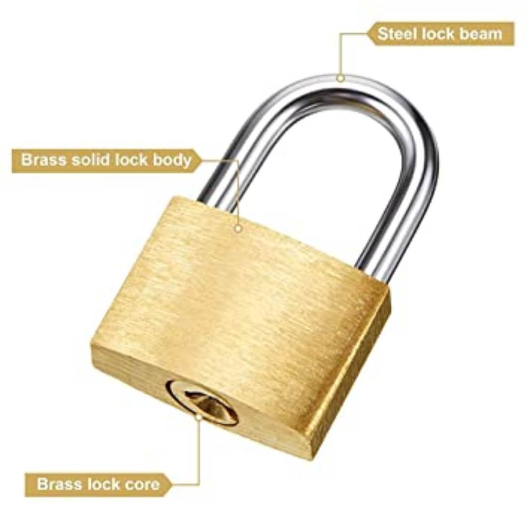 Premium Hard Stainless Steel Imported Brass Padlock, Mini Locks , Pressing Lock 20 mm, Locks for Luggage Bag Travelling Locks Padlock (Set of 1)