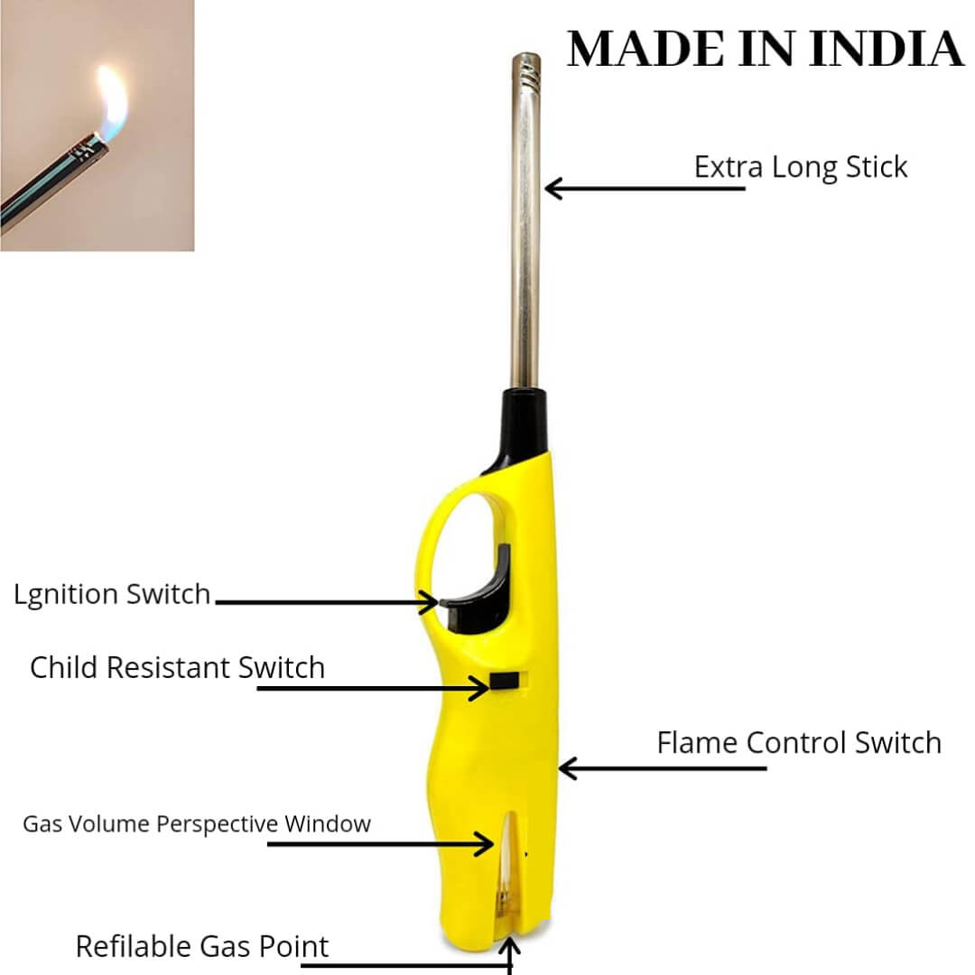 Refillable Gas Lighter for Kitchen Gas Stove, Matchless Flame Lighter, Multipurpose Use for Candle, Diya, Barbecue, Incense, Cooking For Home