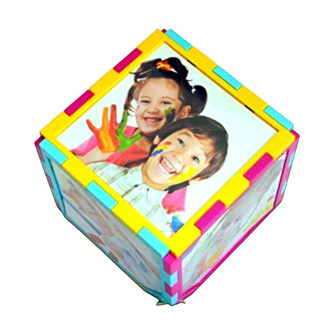 Revolving Cube Photo Frame Personalized 6 Photo Rotating Cube Spinning Cube Spins 360 degrees Rotating Cube Multi Picture Frame Photo Size 10X10 cm
