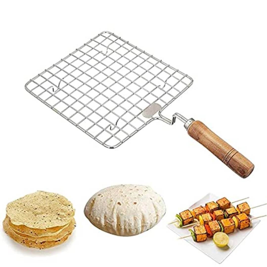 Square/ Circle Roasting Net,Wire Roaster, Cooking Rack for Chiken/Roti/Papad Grill, roti Roaster, roti jaali,Roti Jari Roti Jali, shekni (Pack of 1)