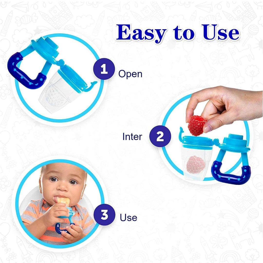 शिशुओं के लिए सिलिकॉन फूड/फ्रूट निबलर, पेसिफायर, फीडर, टीथर | छोटे और समान छिद्रों के साथ सॉफ्ट सिलिकॉन मेश भरने में तुरंत और आसान | BPA फ़्री