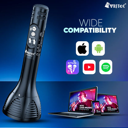 Advance Handheld Wireless Singing Mike Multi-function Bluetooth Karaoke Mic with Microphone Speaker With Recording, USB+FM, SELFIE Features etc.