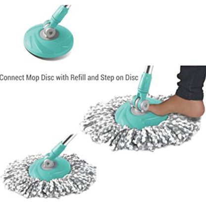 Spin Mop Spares set Handle with Microfibers Refill(Compatible with Prime, E-elite, Classic, Ace Mops,Pocha)