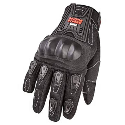 Studds Driving Gloves Full Finger Bike Riding Gloves with Touch Screen Sensitivity at Thumb and Index Finger, Protective Off-Road Motorbike Racing Gloves (Black, 1 Pair)
