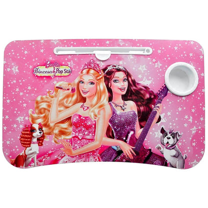 Multipurpose Foldable Laptop Table with Cup Holder | Mac Holder | Study Table, Breakfast Table, Foldable and Portable /Non-Slip Legs (Cartoon Barbie)