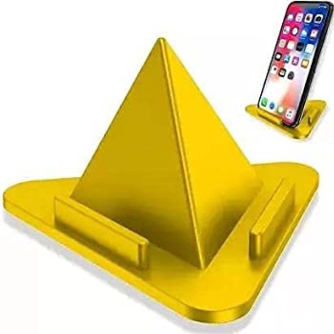 Tabletop Mobile Accessories Universal Portable Three-Sided Pyramid Shape Desktop/Table Mobile Holder Stand - Anti Slip, Multi Angle (Asurted Color)
