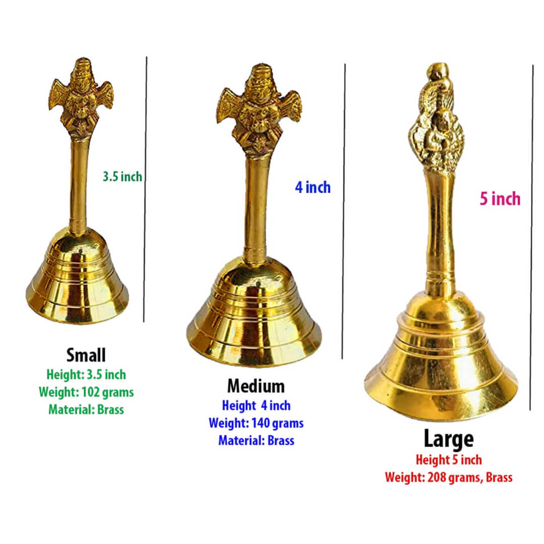 Brass Pooja Ghanti Bell | Garuda Under Sheshanag Design Brass Bell | Peetal Ghanti For Mandir (3" Inch)