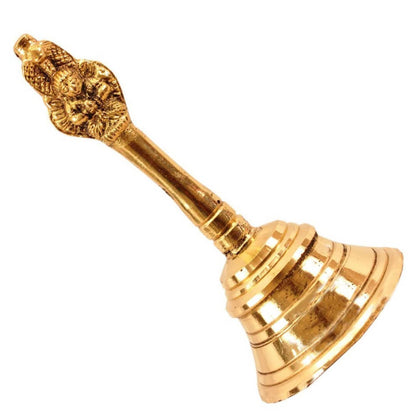 Brass Pooja Ghanti Bell | Garuda Under Sheshanag Design Brass Bell | Peetal Ghanti For Mandir (3" Inch)