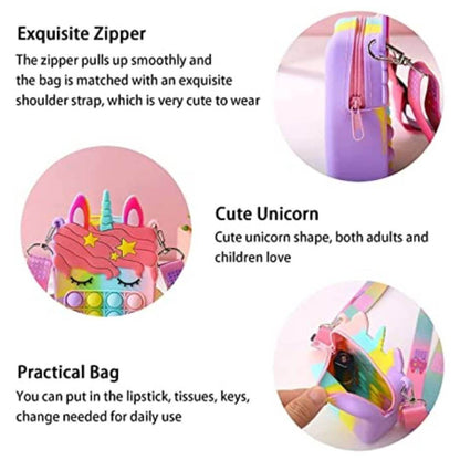 Unicorn Pop it Sling Bag - Crossbody Bag for Kids, Pop it Purse for Girls, Stress Relief Toys Pop It Bag , Fidget Purse for Kids, (Pack of 1 Pcs)
