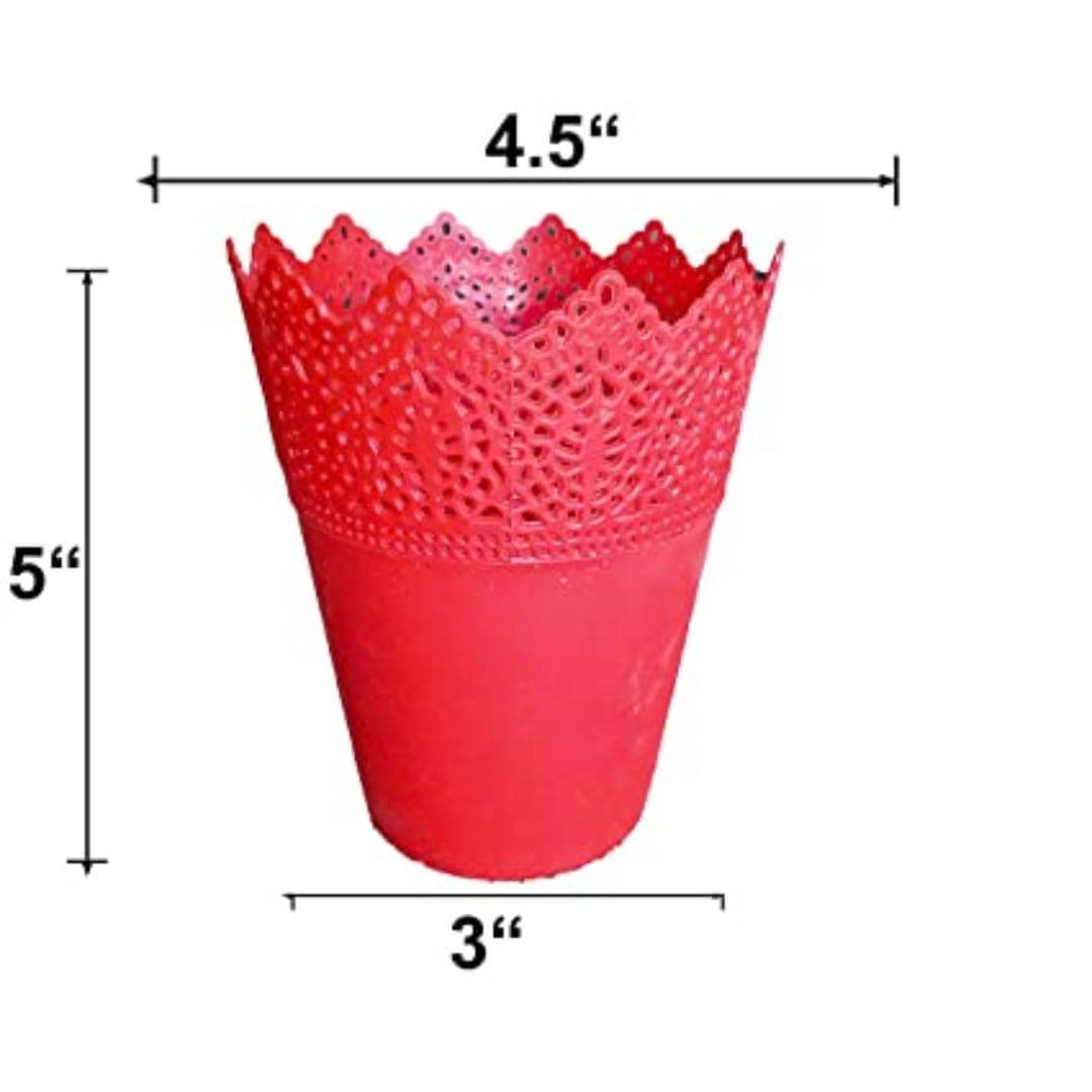 Table Planter|color Red| Gardening Flowering Pot 5-inch (PACKS OF 05 PCS) : flower pots Best For Garden Gift With Plant for home decor