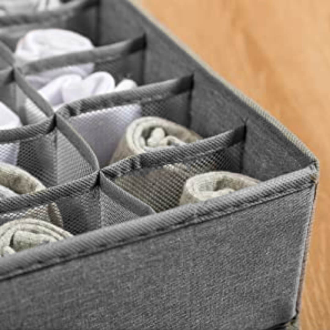 Sock Underwear Drawer Organizer Dividers,Collapsible Cabinet Closet Storage  Boxes for Clothes,Socks,Lingerie,Underwear,Tie,Belt,Baby and Bedroom Gray