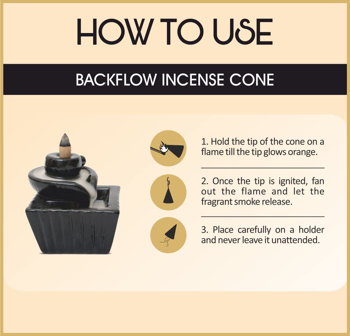Zed Black Dhoop Cone Stand Scented backflow Cones | Smoke Fountain | Backflow Incense Cones | Smoke Backflow Cone Incense Holder Decorative Showpiece