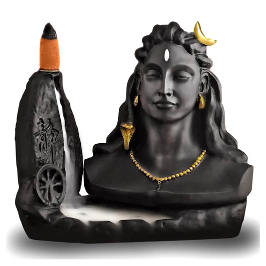 Adiyogi Dhyana Mudra Smoke Fountain with Back Flow Cone, Matte Black